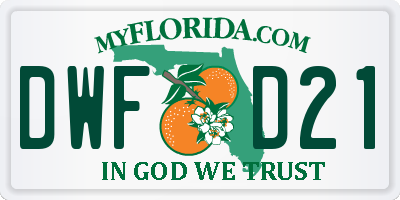FL license plate DWFD21