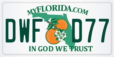 FL license plate DWFD77
