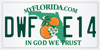 FL license plate DWFE14