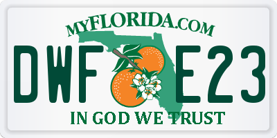 FL license plate DWFE23