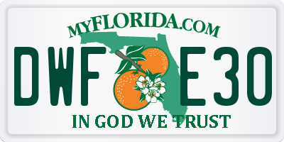 FL license plate DWFE30