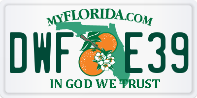 FL license plate DWFE39