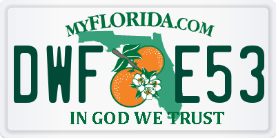 FL license plate DWFE53