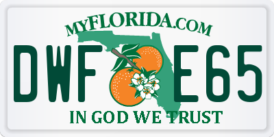 FL license plate DWFE65