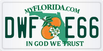 FL license plate DWFE66