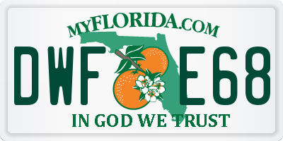 FL license plate DWFE68