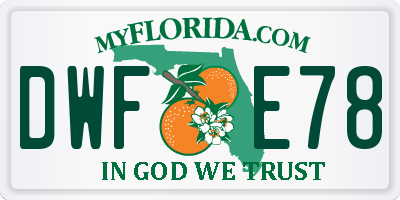 FL license plate DWFE78