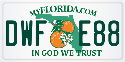 FL license plate DWFE88