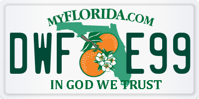 FL license plate DWFE99