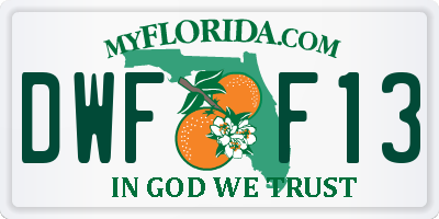 FL license plate DWFF13