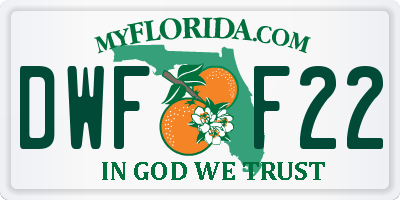 FL license plate DWFF22