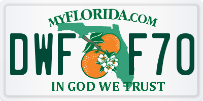 FL license plate DWFF70