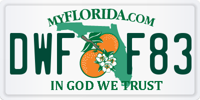 FL license plate DWFF83