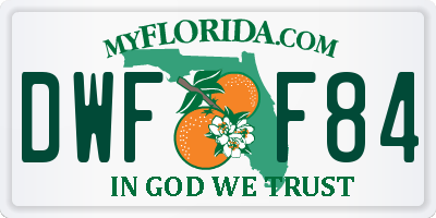 FL license plate DWFF84