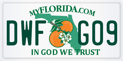 FL license plate DWFG09