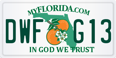 FL license plate DWFG13