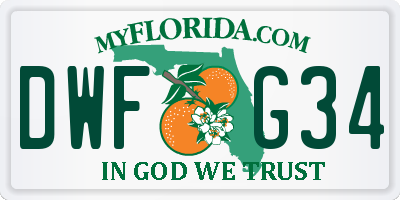 FL license plate DWFG34