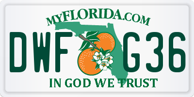 FL license plate DWFG36