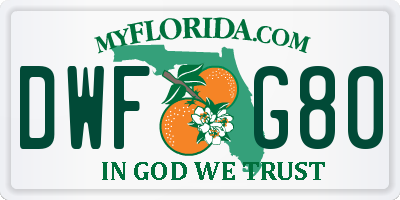 FL license plate DWFG80