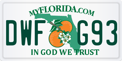 FL license plate DWFG93