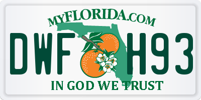 FL license plate DWFH93
