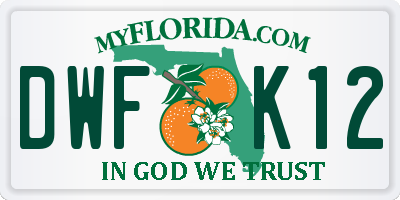 FL license plate DWFK12