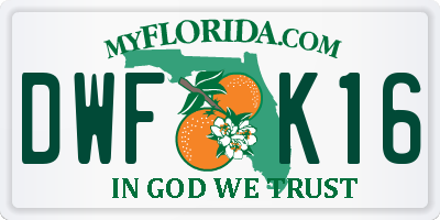 FL license plate DWFK16