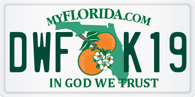 FL license plate DWFK19