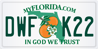 FL license plate DWFK22
