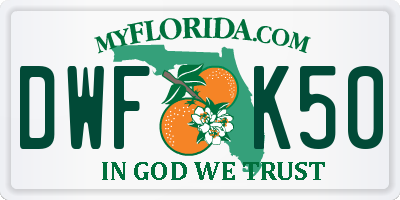 FL license plate DWFK50