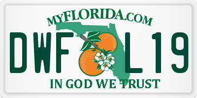 FL license plate DWFL19