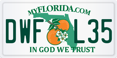 FL license plate DWFL35