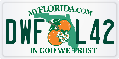 FL license plate DWFL42