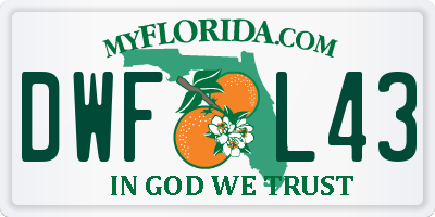 FL license plate DWFL43