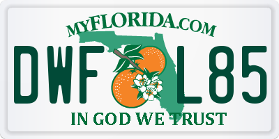 FL license plate DWFL85