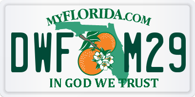 FL license plate DWFM29