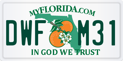 FL license plate DWFM31