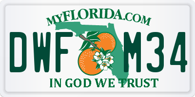 FL license plate DWFM34
