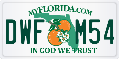 FL license plate DWFM54