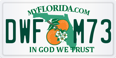 FL license plate DWFM73