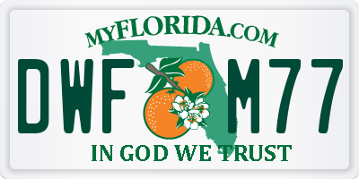 FL license plate DWFM77