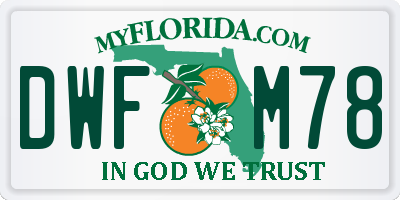 FL license plate DWFM78