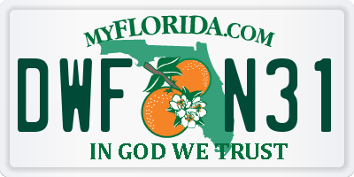 FL license plate DWFN31