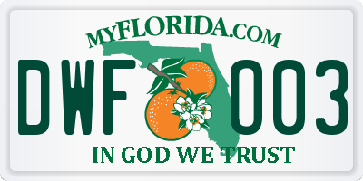 FL license plate DWFO03