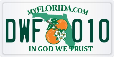 FL license plate DWFO10