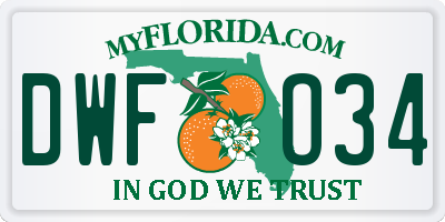 FL license plate DWFO34