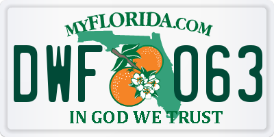 FL license plate DWFO63