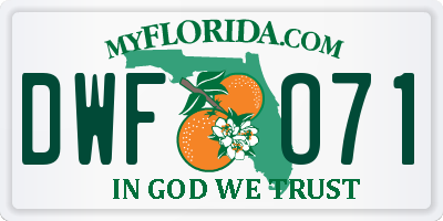 FL license plate DWFO71