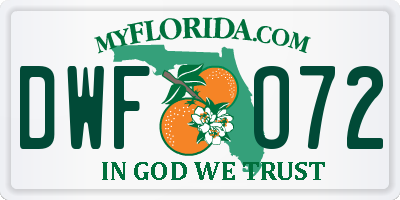 FL license plate DWFO72