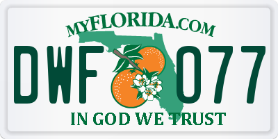FL license plate DWFO77